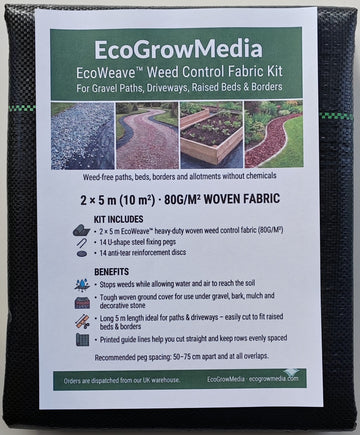 Heavy Duty Weed Control Fabric 80gsm - 2×5M – Complete Ground-Cover Kit with 14 Pegs & 14 Discs