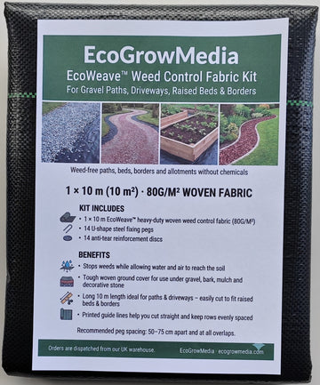 Heavy Duty Weed Control Fabric 80gsm - 1×10M – Complete Ground-Cover Kit with 14 Pegs & 14 Discs
