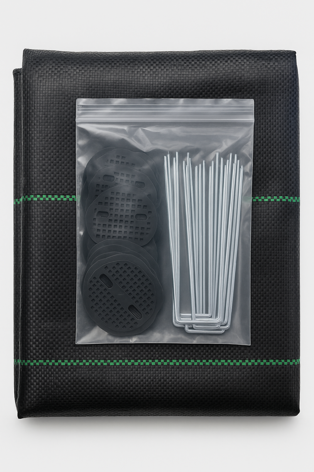 Heavy Duty Weed Control Fabric 80gsm - 2×5M – Complete Ground-Cover Kit with 14 Pegs & 14 Discs