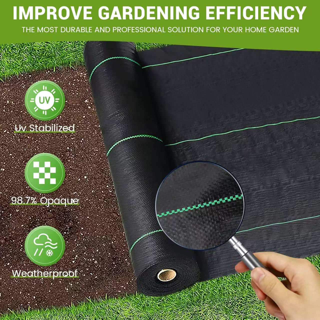 Woven Weed Barrier Fabric – Heavy Duty Ground Cover for Garden & Landscaping
